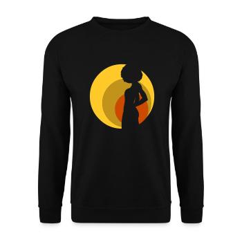 retro_afro_girl_01 - Sweat-shirt Unisexe - noir - Devant - Alina (178cm) & Michal (187cm)