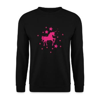 einhorn/sterne - Unisex Sweatshirt - black - Front - Alina (178cm) & Michal (187cm)