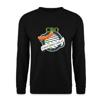 CBO | Chief BBQ Officer Grillen - Unisex Pullover - Schwarz - Vorne - Alina (178cm) & Michal (187cm)