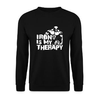 Iron is my therapy - Unisex Sweatshirt - black - Front - Alina (178cm) & Michal (187cm)