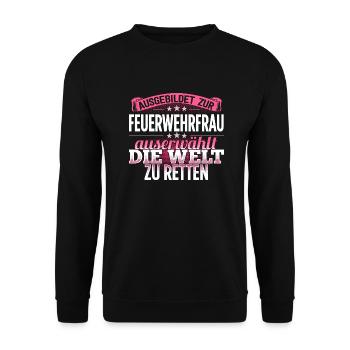 FEUERWEHRFRAU - Die Auserwählte - Unisex Pullover - Schwarz - Vorne - Alina (178cm) & Michal (187cm)