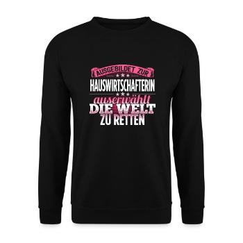 HAUSWIRTSCHAFTERIN - Die Auserwählte - Unisex Pullover - Schwarz - Vorne - Alina (178cm) & Michal (187cm)
