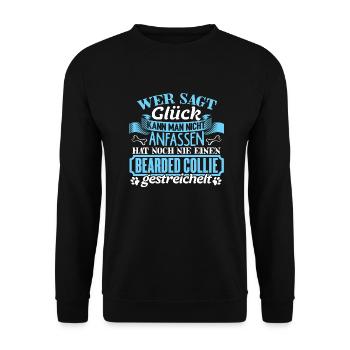 BEARDED-COLLIE - Glück zum anfassen - Unisex Pullover - Schwarz - Vorne - Alina (178cm) & Michal (187cm)