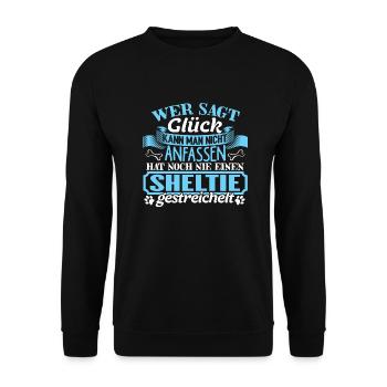 SHELTIE - Glück zum anfassen - Unisex Pullover - Schwarz - Vorne - Alina (178cm) & Michal (187cm)