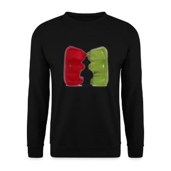 Gummibärchen Kuss - Unisex Pullover - Schwarz - Vorne - Alina (178cm) & Michal (187cm)