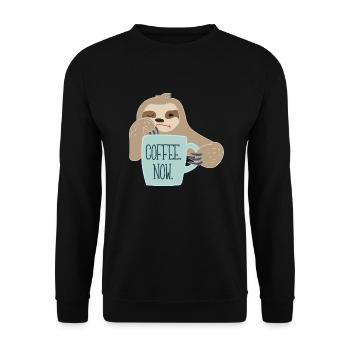 Faultier braucht Kaffee - Unisex Pullover - Schwarz - Vorne - Alina (178cm) & Michal (187cm)