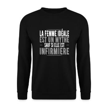 "Femme idéale infirmière" t-shirt humour - Sweat-shirt Unisexe - noir - Devant - Alina (178cm) & Michal (187cm)