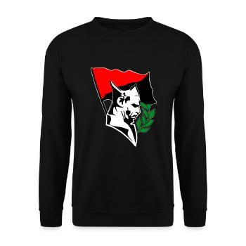 Durruti - Anarchy Flag - Unisex Pullover - Schwarz - Vorne - Alina (178cm) & Michal (187cm)