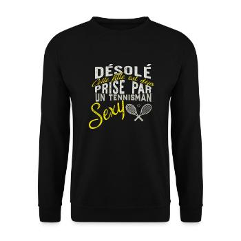 tennismen sexy t-shirt cadeau - Sweat-shirt Unisexe - noir - Devant - Alina (178cm) & Michal (187cm)