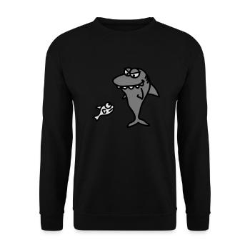 hungry_shark - Unisex Pullover - Schwarz - Vorne - Alina (178cm) & Michal (187cm)