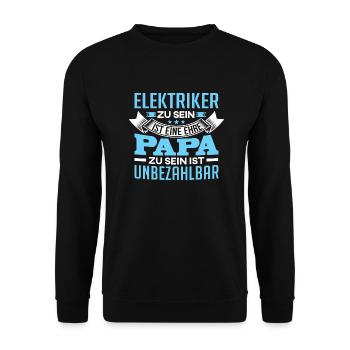 ELEKTRIKER - Papa - Unisex Pullover - Schwarz - Vorne - Alina (178cm) & Michal (187cm)