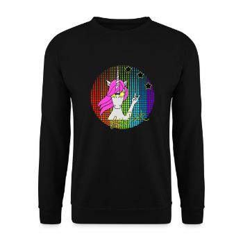 Let´s Rock Einhorn - Unisex Pullover - Schwarz - Vorne - Alina (178cm) & Michal (187cm)