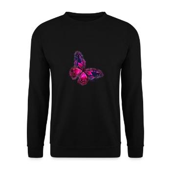 Schmetterling Rosa hell glühend - Unisex Pullover - Schwarz - Vorne - Alina (178cm) & Michal (187cm)