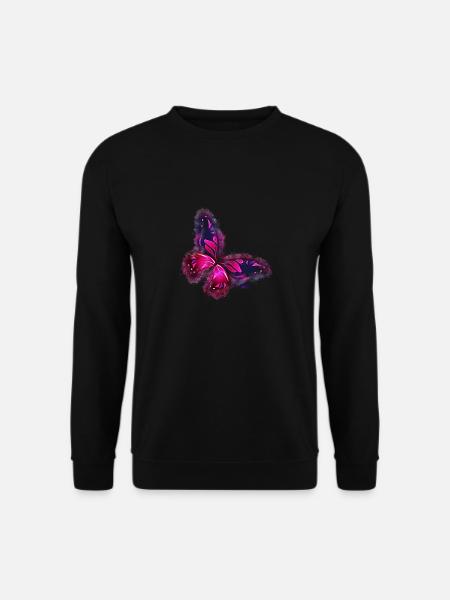 Schmetterling Rosa hell glühend - Unisex Pullover - Schwarz