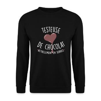 Testeuse de chocolat - Sweat-shirt Unisexe - noir - Devant - Alina (178cm) & Michal (187cm)