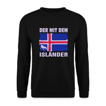 Der mit dem Isländer - Unisex Pullover - Schwarz - Vorne - Alina (178cm) & Michal (187cm)