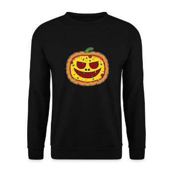 funny pumpkin pizza face - Unisex Sweatshirt - black - Front - Alina (178cm) & Michal (187cm)