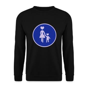 Trafic signe piétonne femme avec enfant 2C. - Sweat-shirt Unisexe - noir - Devant - Alina (178cm) & Michal (187cm)