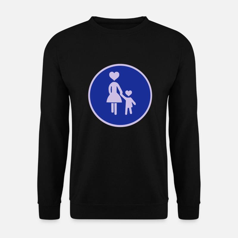 Verkehrsschild Fußgänger Frau mit Kind 2c - Unisex Pullover - Schwarz
