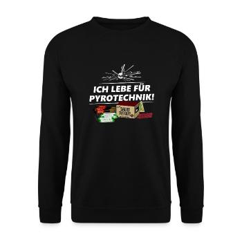Feuerwerk Lebe fuer Pyro Silvester - Unisex Pullover - Schwarz - Vorne - Alina (178cm) & Michal (187cm)