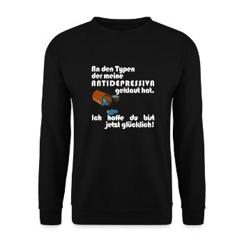 Antidepressiva Dieb - Unisex Pullover - Schwarz - Vorne - Alina (178cm) & Michal (187cm)