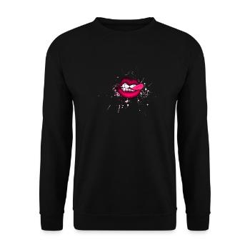 lèvres - Sweat-shirt Unisexe - noir - Devant - Alina (178cm) & Michal (187cm)