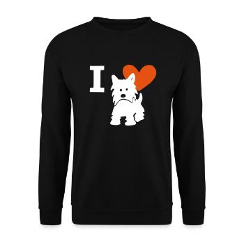 I love Westie J’aime West Highland Terrier - Sweat-shirt Unisexe - noir - Devant - Alina (178cm) & Michal (187cm)