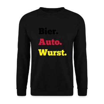 Bier Auto Wurst - Unisex Pullover - Schwarz - Vorne - Alina (178cm) & Michal (187cm)