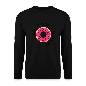 Donut worry be happy - Unisex Sweatshirt - black - Front - Alina (178cm) & Michal (187cm)