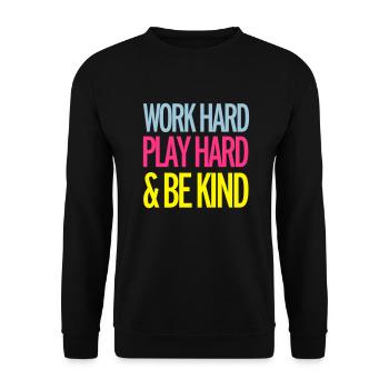 Work Hard - Unisex Pullover - Schwarz - Vorne - Alina (178cm) & Michal (187cm)