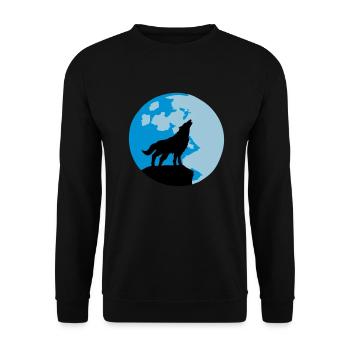 Wolf und Vollmond - Unisex Pullover - Schwarz - Vorne - Alina (178cm) & Michal (187cm)