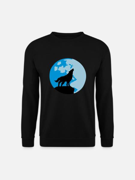 wolf and full moon - Unisex Sweatshirt - black
