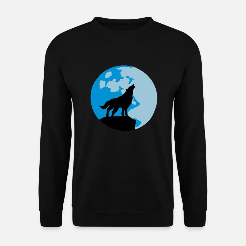 wolf and full moon - Unisex Sweatshirt - black