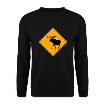 Moose Road Sign - Unisex Pullover - Schwarz - Vorne - Alina (178cm) & Michal (187cm)