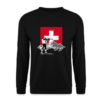 Biathlon - Swiss Flag - Unisex Pullover - Schwarz - Vorne - Alina (178cm) & Michal (187cm)