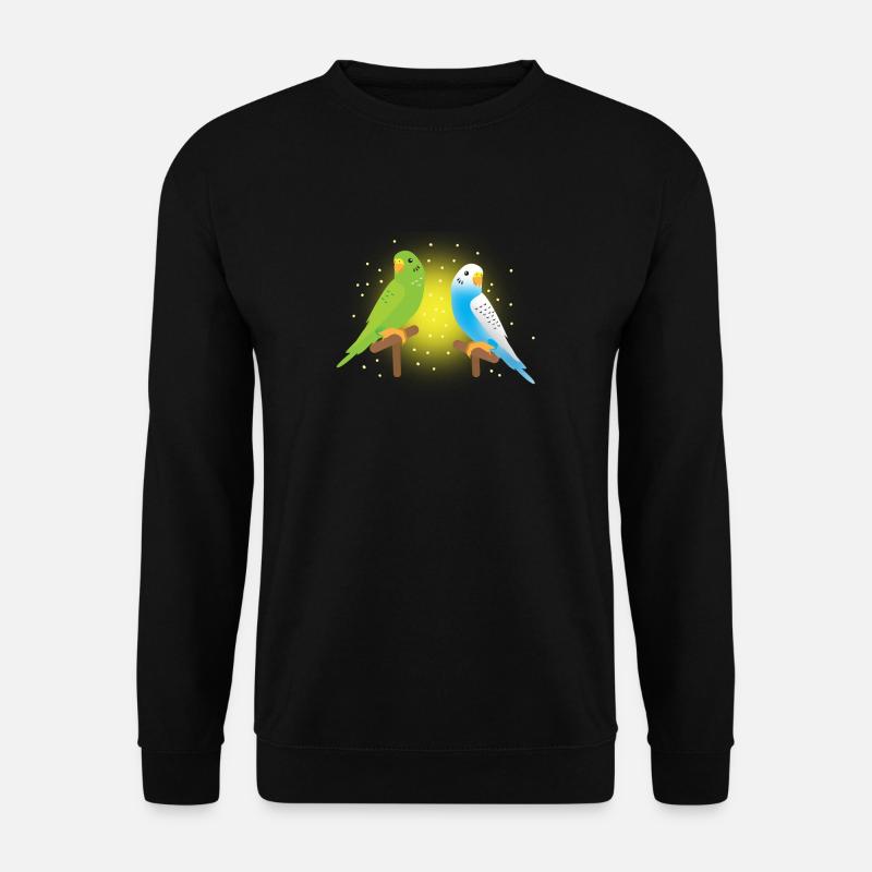 zwei süße grüne und blaue Wellensittiche Wellensittich - Unisex Pullover - Schwarz