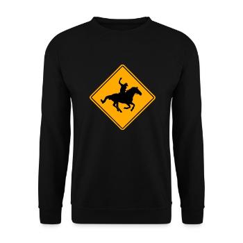 Western Road Sign - Unisex Pullover - Schwarz - Vorne - Alina (178cm) & Michal (187cm)