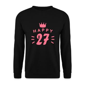 27. Geburtstag 27 Jahre alt Happy Birthday Spruch - Unisex Pullover - Schwarz - Vorne - Alina (178cm) & Michal (187cm)