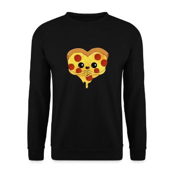 Pizza heart - love mother's day gift sweet child - Unisex Sweatshirt - black - Front - Alina (178cm) & Michal (187cm)