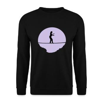 Slackline, Slacklining Frau - Unisex Pullover - Schwarz - Vorne - Alina (178cm) & Michal (187cm)