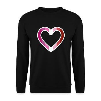 LGBT Herz Lesbisch Lesben Flagge Fahne Pink Lila - Unisex Pullover - Schwarz - Vorne - Alina (178cm) & Michal (187cm)