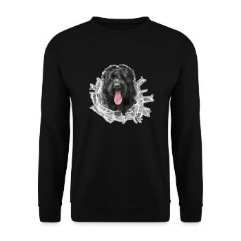 RussischerSchwarzerTerrier Glas - Unisex Pullover - Schwarz - Vorne - Alina (178cm) & Michal (187cm)