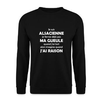 Je suis Alsacienne - Sweat-shirt Unisexe - noir - Devant - Alina (178cm) & Michal (187cm)