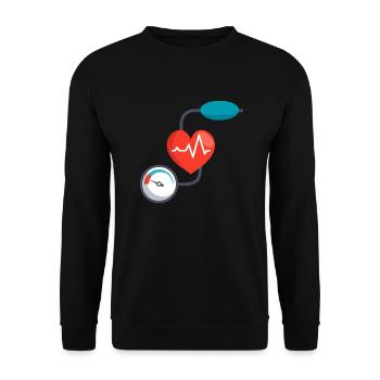 Blutdruckmessgerät - Unisex Pullover - Schwarz - Vorne - Alina (178cm) & Michal (187cm)