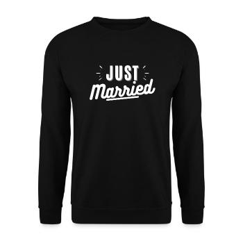 just married. cadeau mariage - Sweat-shirt Unisexe - noir - Devant - Alina (178cm) & Michal (187cm)