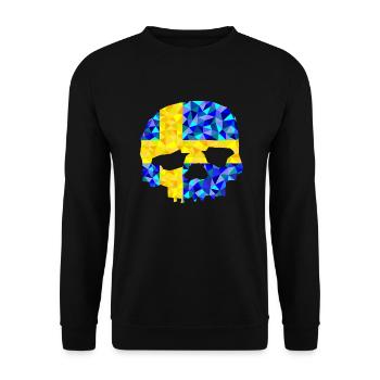 Totenkopf Schweden im low poly Diamant Stil - Unisex Pullover - Schwarz - Vorne - Alina (178cm) & Michal (187cm)