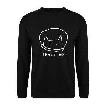 Space Boy Cat - Unisex Sweatshirt - black - Front - Alina (178cm) & Michal (187cm)