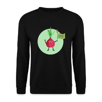 Lustiges Radieschen Vegan Veganerin Natur Gemüse - Unisex Pullover - Schwarz - Vorne - Alina (178cm) & Michal (187cm)