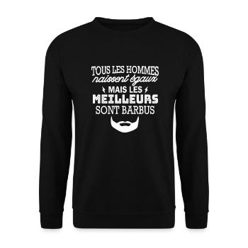 hommes naissent égaux les meilleurs sont barbus - Sweat-shirt Unisexe - noir - Devant - Alina (178cm) & Michal (187cm)