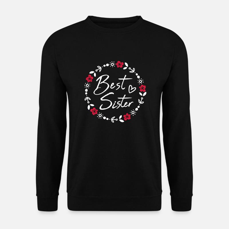 Beste große kleine Schwester Blumenranke Herz - Unisex Pullover - Schwarz